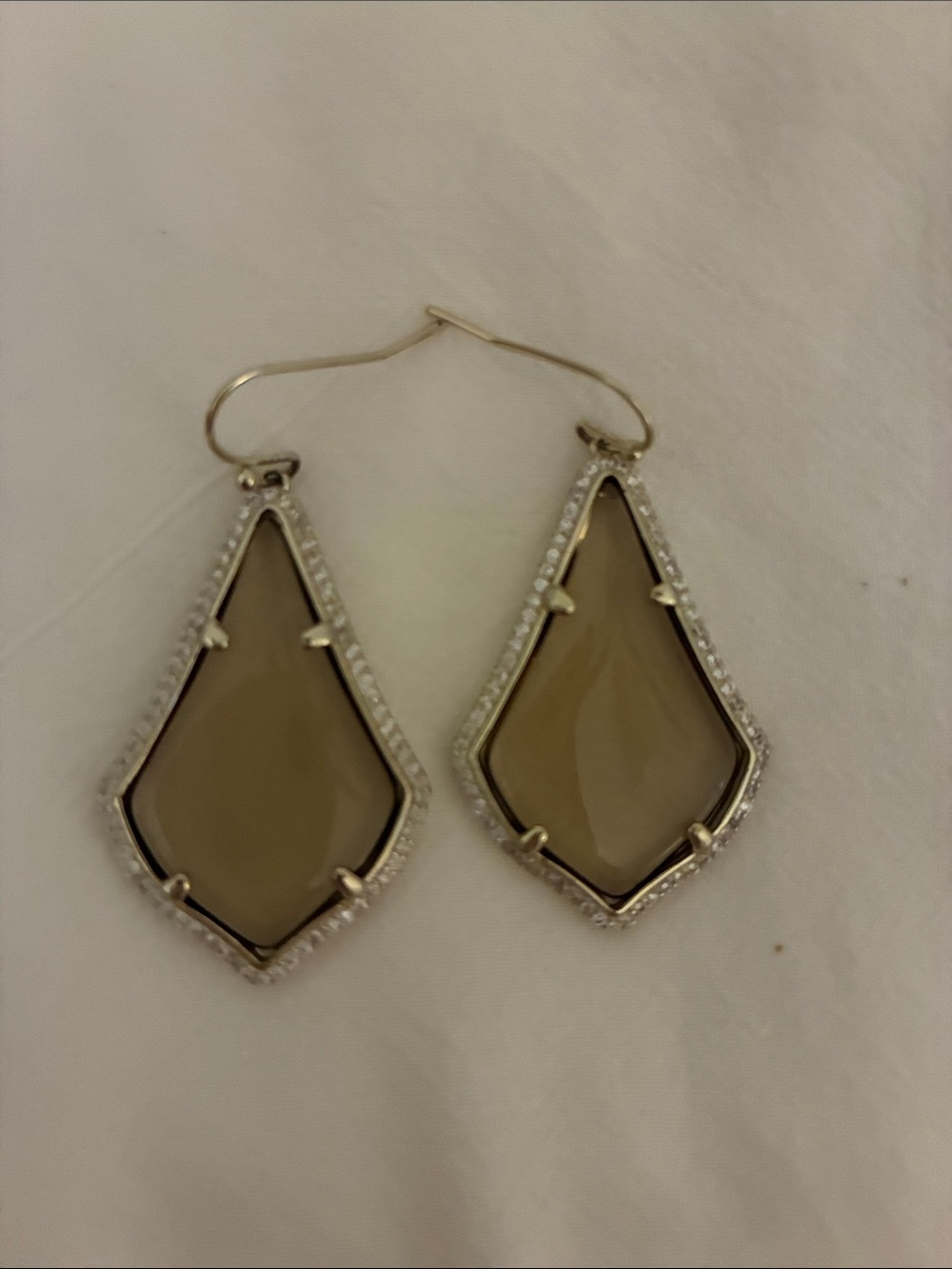 Kendra Scott Taupe Drop Earrings with Crystal Pavé Frame
